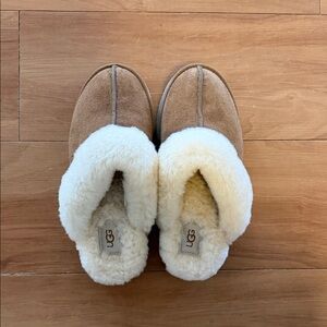 UGG Brown and Cream Shearling Slippers